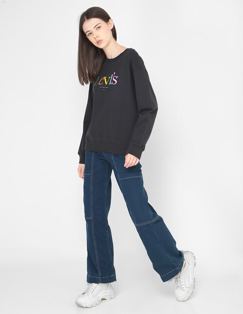 Mujer Sudadera Levi'S Blanca De Cuello Redondo Para Mujer Sudadera
