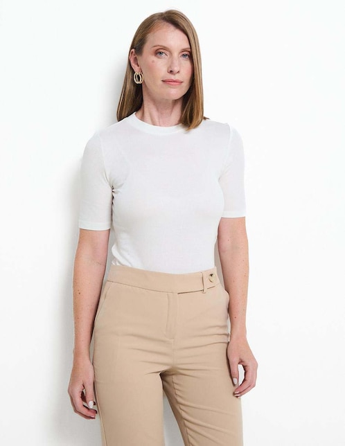 Playera manga corta cuello redondo para mujer 1