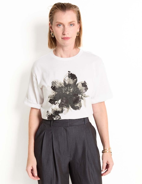 Playera manga corta cuello redondo para mujer 1