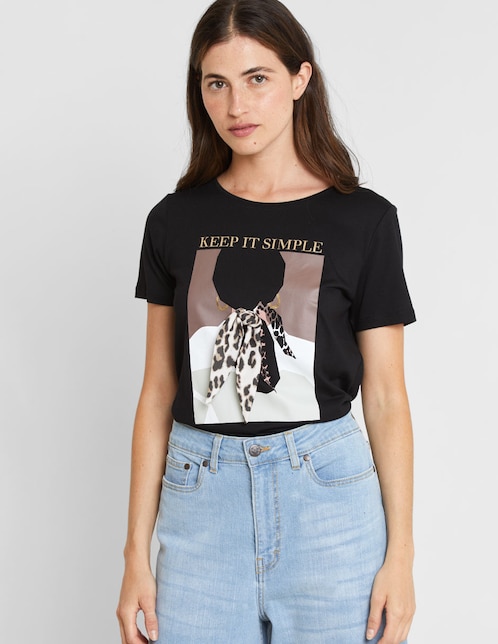 Playera manga corta Valeria By Trucco cuello redondo para mujer