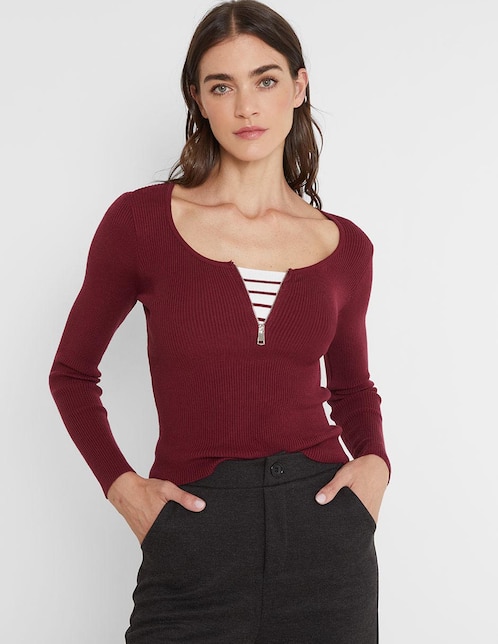 Suéter cuello con escote para mujer 1