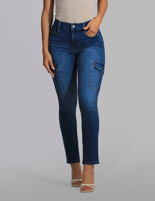Jeans cargo slim para mujer 1