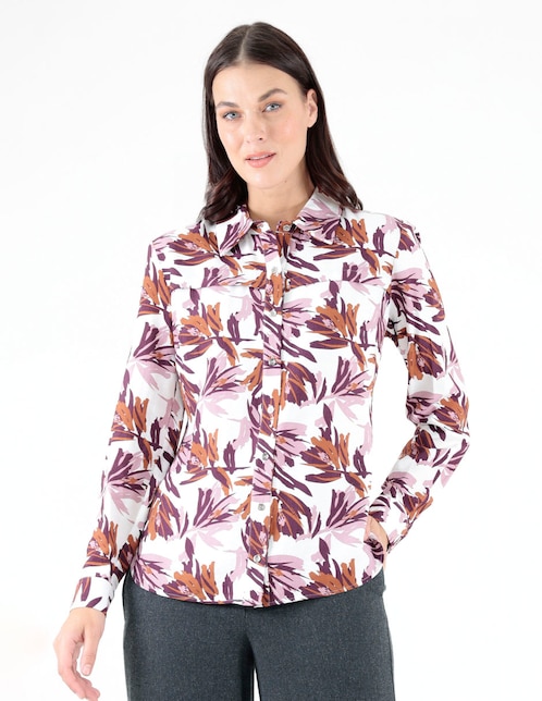 Blusa camisera manga larga para mujer