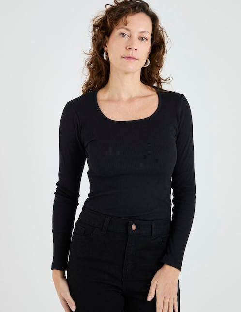 Playera manga larga Lee cuello redondo para mujer