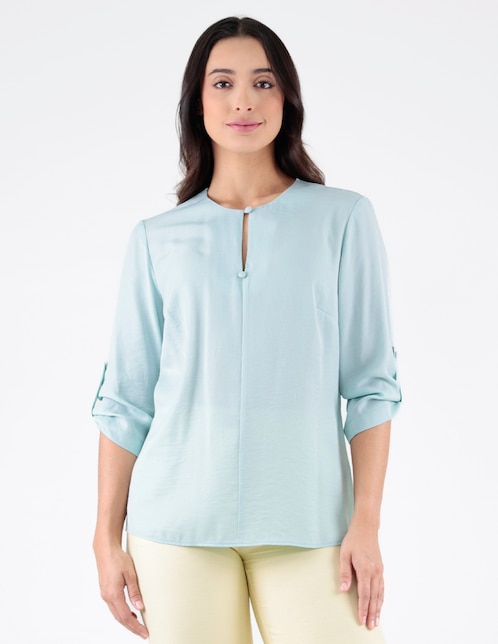 Blusa Blossom Green manga 3/4 para mujer 1