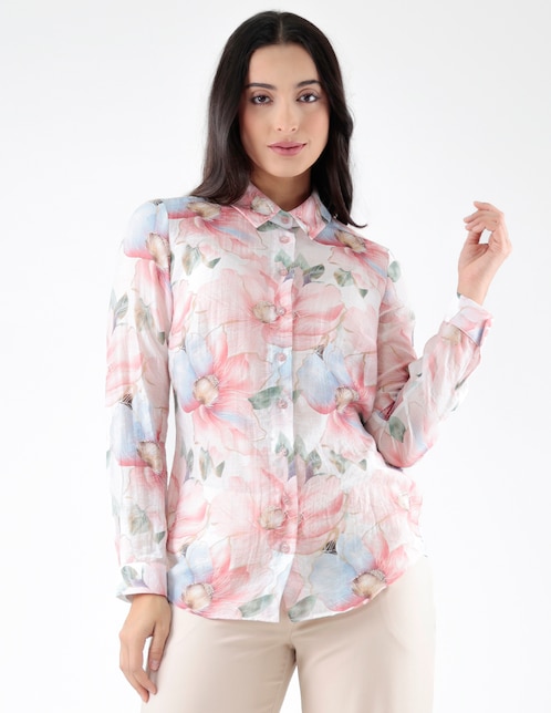 Blusa camisera Blossom Pink manga larga para mujer 1