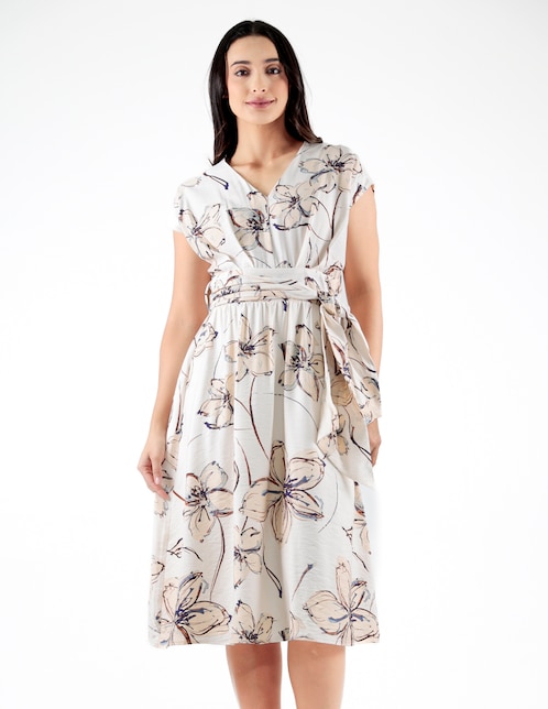 Vestido a la rodilla formal Pierre Cardin Hibiscus Navy para mujer