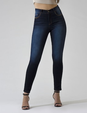 Jeans skinny Non Stop lavado obscuro corte cintura para mujer