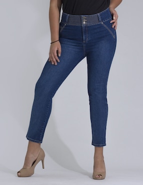 Jeans Skinny Oh Pomp! Lavado Medio Corte Cintura Alta Para Mujer