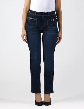 Jeans Straight Oh Pomp Corte Cintura Alta Para Mujer