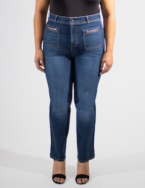 Jeans Straight Oh Pomp Corte Cintura Alta Para Mujer