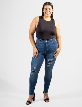 Jeans skinny Oh Pomp corte cintura alta para mujer