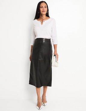 Falda midi Liz&Co by Liz Claiborne cintura alta