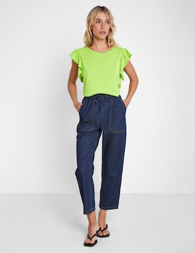 Playera manga corta Valeria by Trucco cuello redondo para mujer