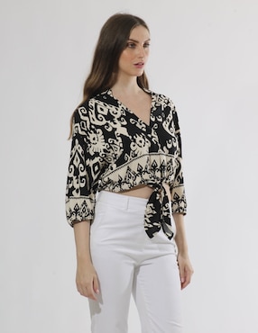 Blusa Bliss By Oh Pomp! Manga 3/4 Para Mujer