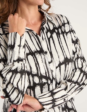 Blusa camisera Liz&Co By Liz Claiborne manga larga para mujer