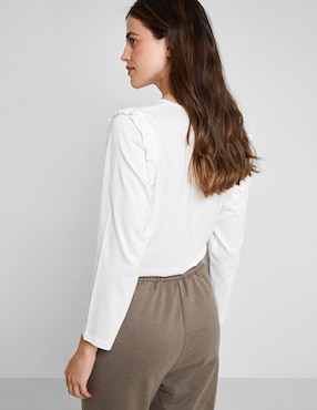 Playera manga larga Valeria by Trucco cuello redondo para mujer