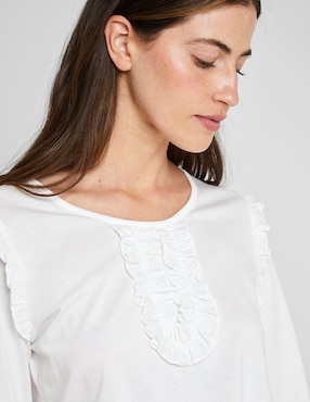 Playera manga larga Valeria by Trucco cuello redondo para mujer