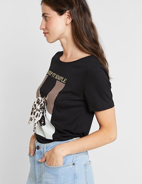Playera manga corta Valeria By Trucco cuello redondo para mujer