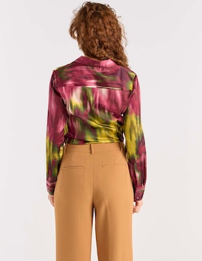 Blusa camisera Liz&Co By Liz Claiborne manga larga para mujer