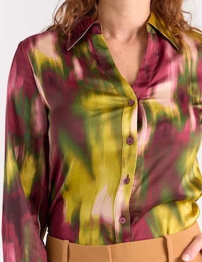 Blusa camisera Liz&Co By Liz Claiborne manga larga para mujer
