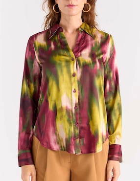 Blusa camisera Liz&Co By Liz Claiborne manga larga para mujer