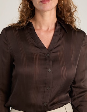 Blusa camisera Liz&Co By Liz Claiborne manga larga para mujer