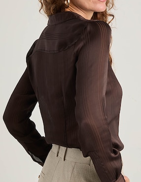 Blusa camisera Liz&Co By Liz Claiborne manga larga para mujer