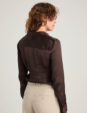 Blusa camisera Liz&Co By Liz Claiborne manga larga para mujer