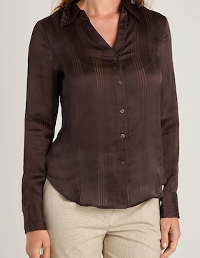 Blusa camisera Liz&Co By Liz Claiborne manga larga para mujer