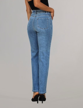 Jeans straight Oh Pomp corte media cintura para mujer