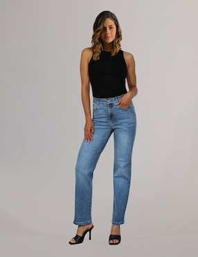 Jeans straight Oh Pomp corte media cintura para mujer