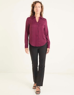 Blusa camisera Liz&Co By Liz Claiborne manga larga para mujer