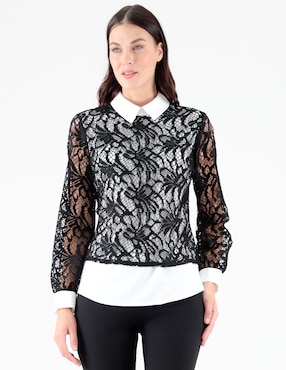Blusa Pierre Cardin manga larga para mujer
