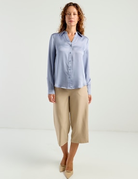 Blusa camisera Liz&Co By Liz Claiborne manga larga para mujer
