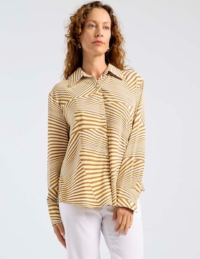 Blusa camisera Liz&Co By Liz Claiborne manga larga para mujer