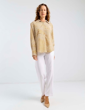 Blusa camisera Liz&Co By Liz Claiborne manga larga para mujer