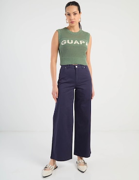 Pantalón relaxed Charol By October wide leg para mujer
