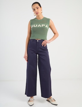 Pantalón relaxed Charol By October wide leg para mujer
