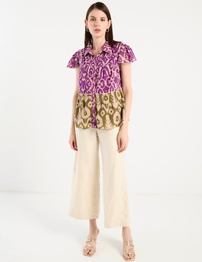 Blusa camisera Charol By October manga corta para mujer