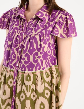Blusa camisera Charol By October manga corta para mujer