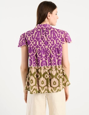 Blusa camisera Charol By October manga corta para mujer