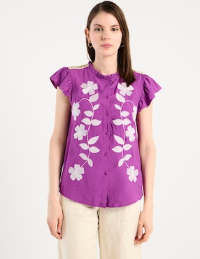 Blusa camisera Charol By October manga corta para mujer