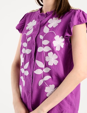 Blusa camisera Charol By October manga corta para mujer