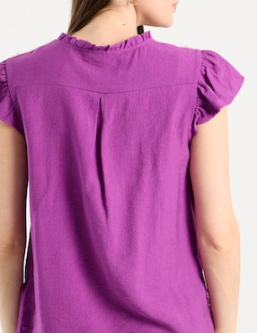 Blusa camisera Charol By October manga corta para mujer
