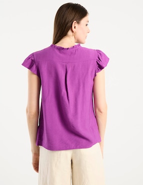 Blusa camisera Charol By October manga corta para mujer