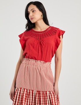 Playera manga corta Charol By October cuello redondo para mujer