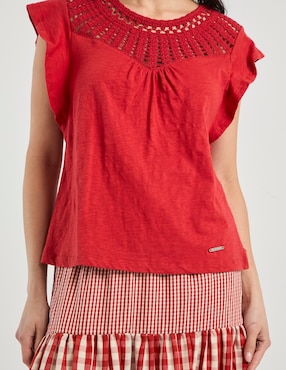 Playera manga corta Charol By October cuello redondo para mujer