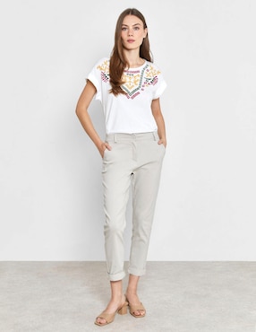 Pantalón capri Valeria By Trucco straight para mujer