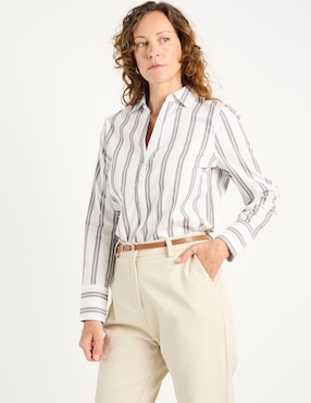 Blusa camisera Liz&Co By Liz Claiborne manga larga para mujer